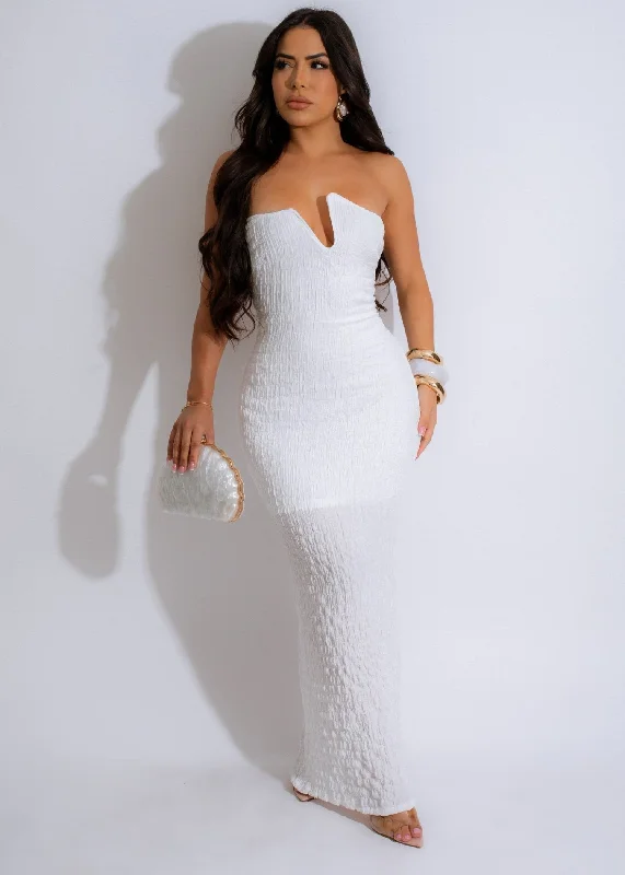 Fashion Layers Flashing Lights Midi Dress White