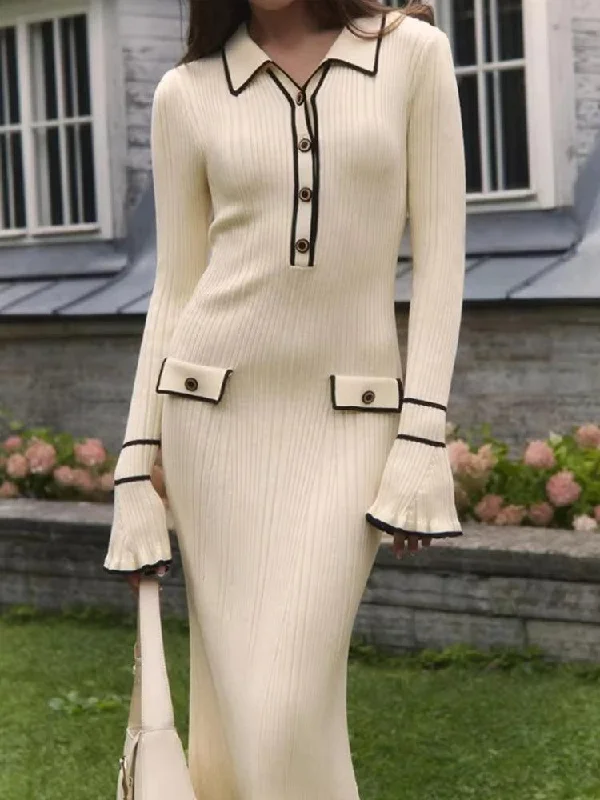 Laidback Style Classic Ribbed Midi Dress