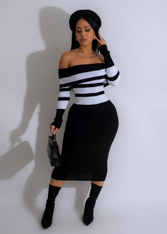 Effortless Chic Rome Night Knitted Midi Dress White