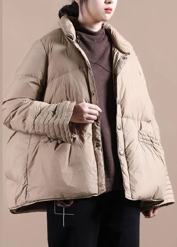 Modern Comfort women khaki down coat winter stand collar Chinese Button Luxury overcoat Modern Comfort women khaki down coat winter stand collar Chinese Button Luxury overcoat
