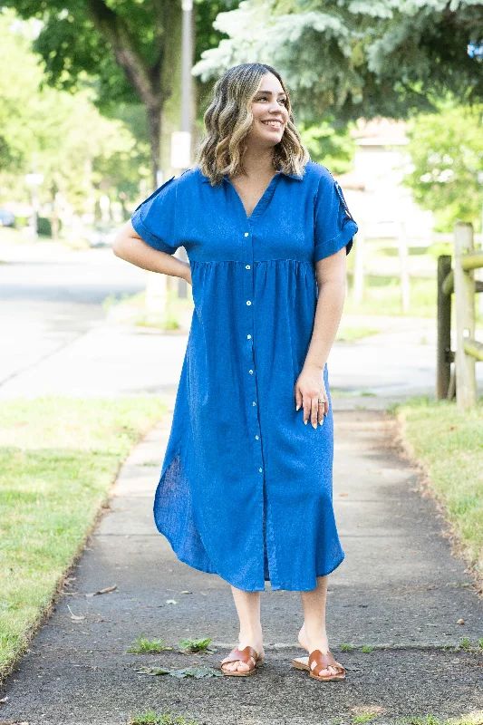 Cool Layers The Katie T-shirt Dress in Royal Blue (FINAL SALE)