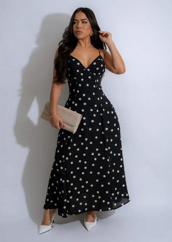 Budget Apparel Midnight Whimsy Midi Dress Black