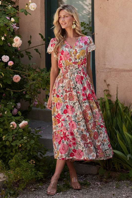 Warm Apparel Aliyah Midi Dress | Cream Multi Floral