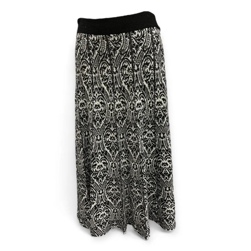 Versatile Wear Skirt Midi By Kim Rogers In Black & White, Size: S