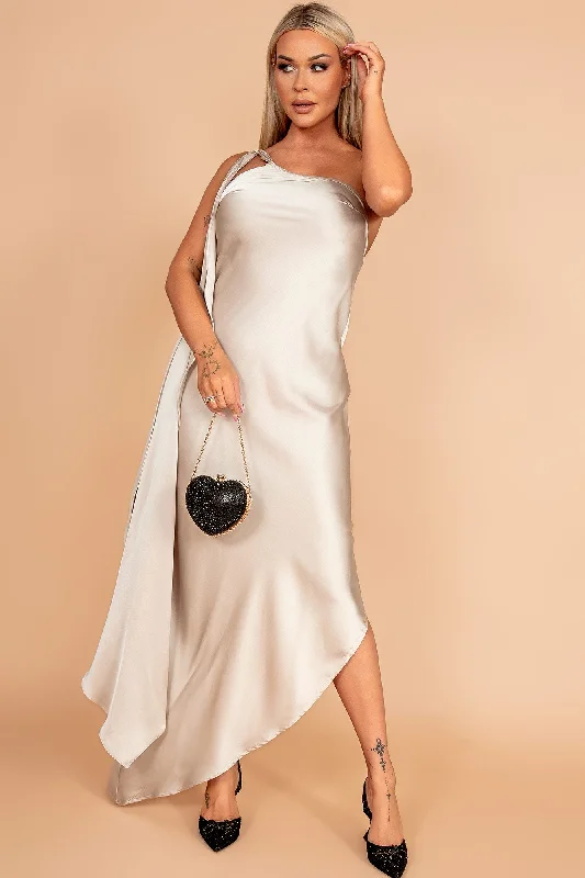 Street Style Fabiana Champagne Satin Dress