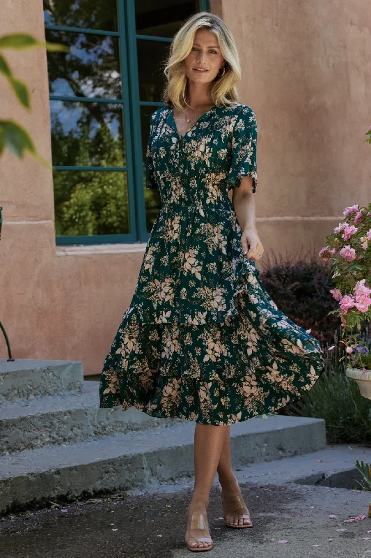 Versatile Wear Spell Boho Midi Dress | Topaz + Blush Floral