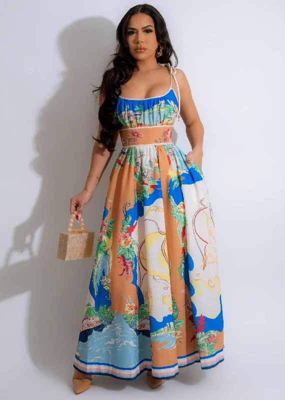 Functional Outfits Bergamot Breeze Midi Dress Nude