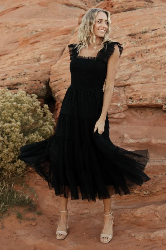 Practical Wear Emma Smocked Tulle Dress | Black