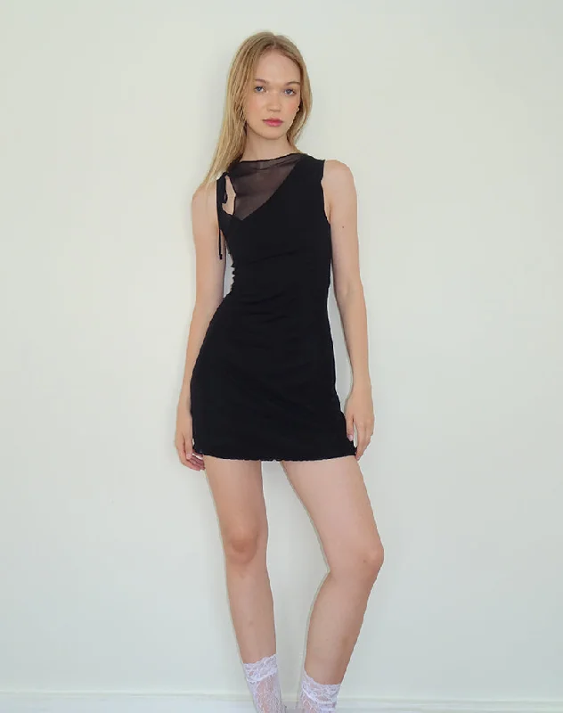 Fashion Staples Masita Asymmetric Mini Dress in Black