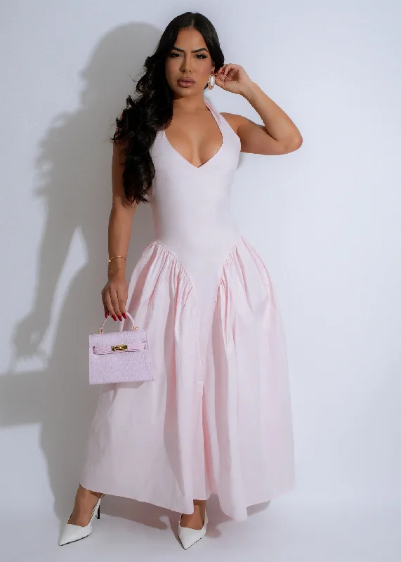 Personalized Denim Style Desert Breeze Midi Dress Pink
