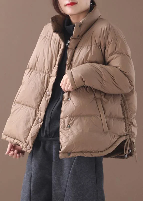 Comfortable Fit Casual chocolate goose Down coat trendy down jacket stand collar drawstring New overcoat Comfortable Fit Casual chocolate goose Down coat trendy down jacket stand collar drawstring New overcoat
