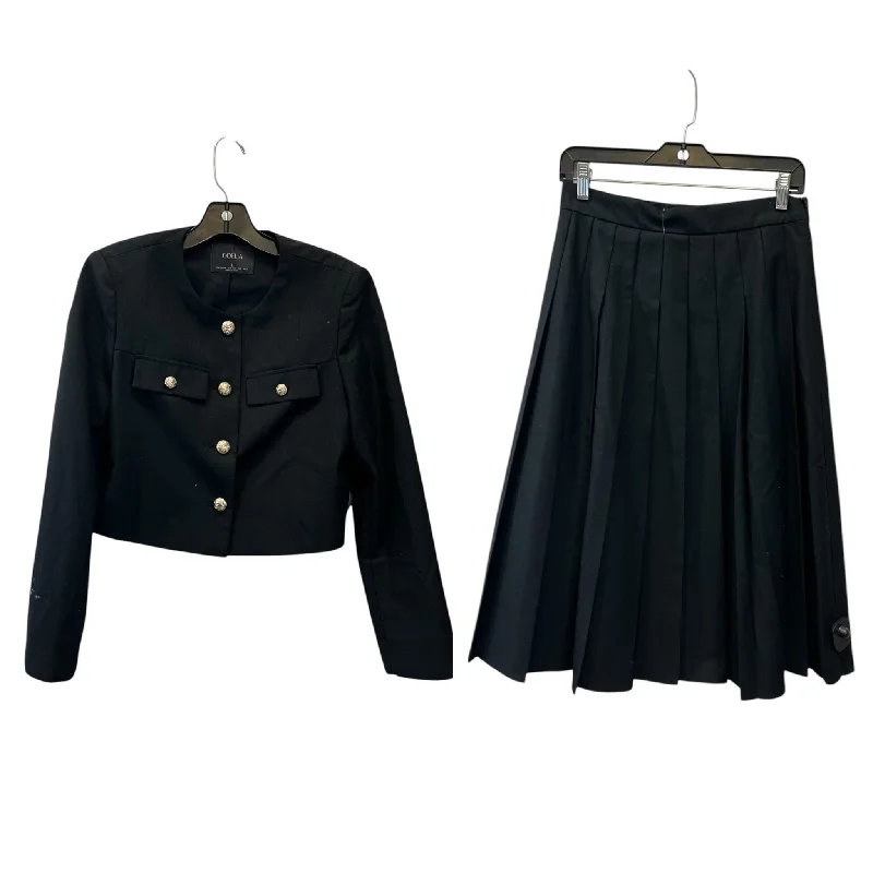 Warm Clothing Skirt Set 2pc By Goelia In Black & Gold, Size: L