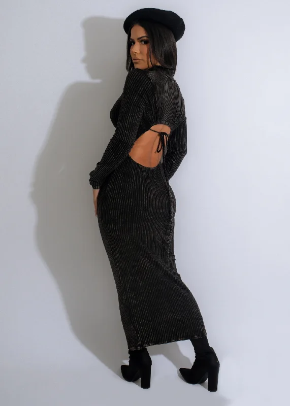 Comfort Wardrobe Can I Get It Ribbed Midi Dress Black
