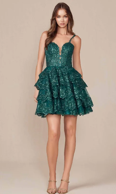 Simple Chic Nox Anabel E914 - Sequins Ruffles Cocktail Dress
