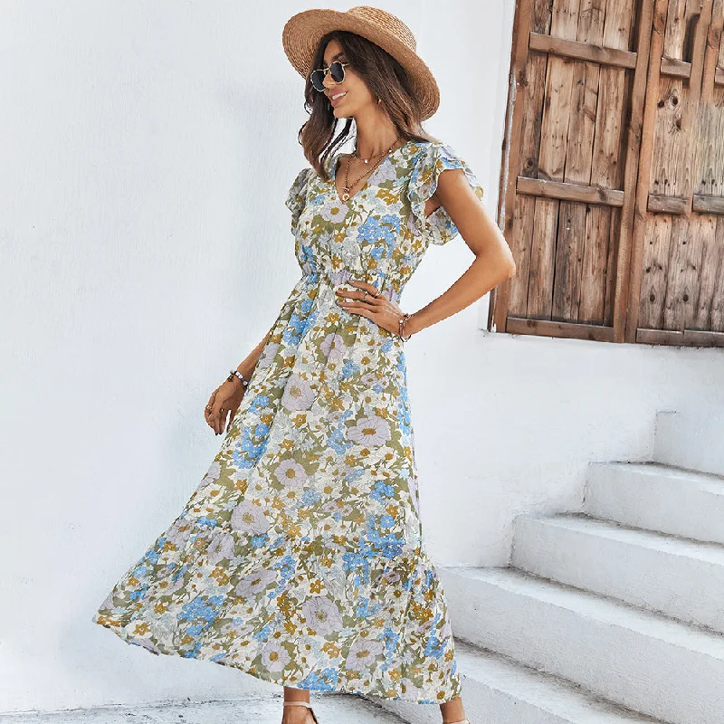 Simple Style Casual Summer Daily Short Sleeves Sun Dresses