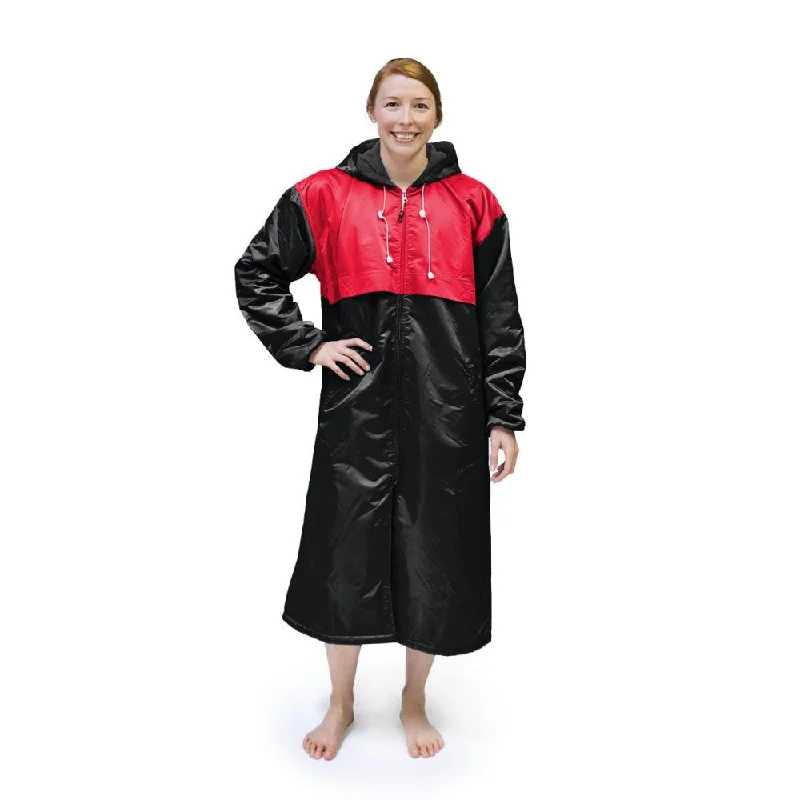 Relaxed Fashion Black & Red Solid Swim Parka
