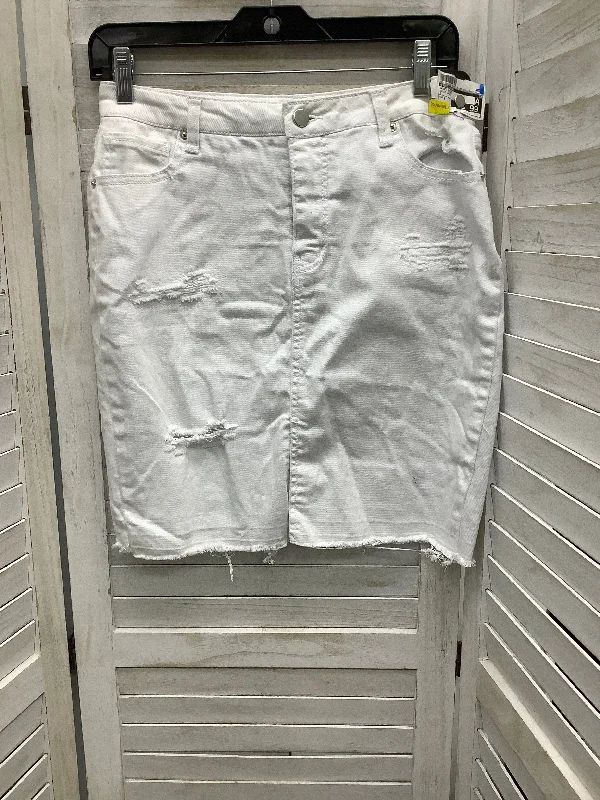 Simple Comfort Skirt Midi By Faded Glory In Denim White, Size: 8