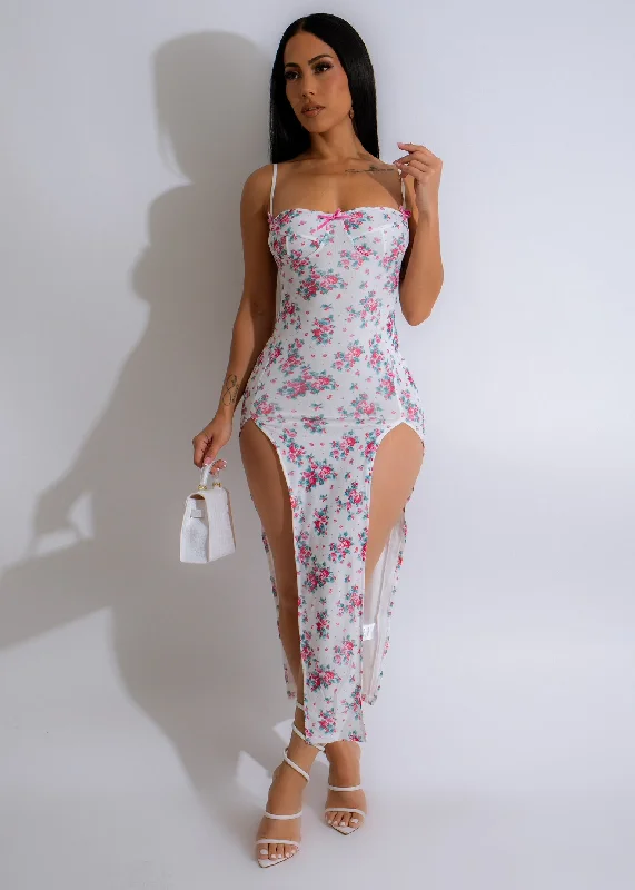 Personalized Street Style Secret Garden Midi Dress White