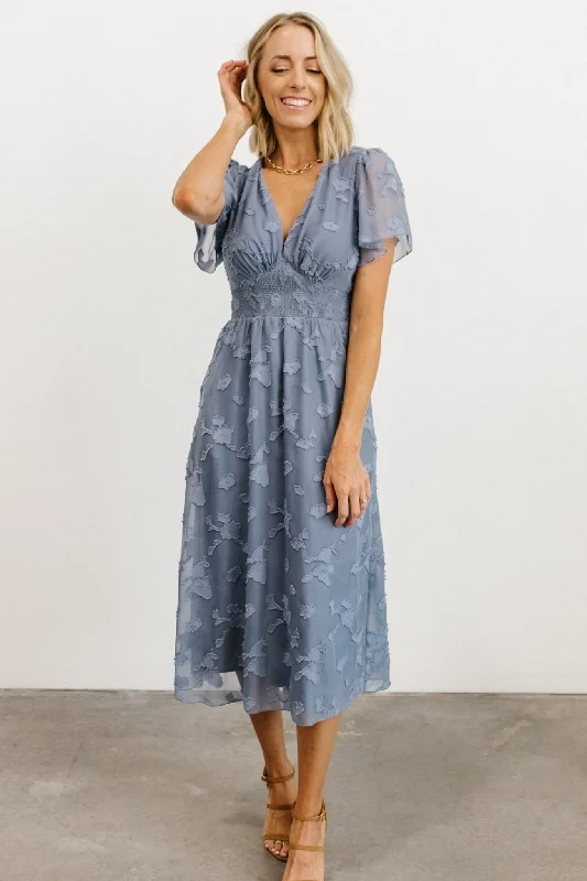 Simple Style June Smocked Midi Dress | Blue