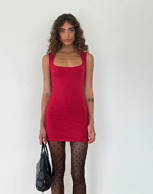 Budget Apparel Jinsuen Bodycon Mini Dress in Adrenaline Red