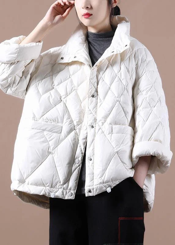 Minimal Outfits Elegant plus size winter jacket coats white stand collar Button Down duck down coat Minimal Outfits Elegant plus size winter jacket coats white stand collar Button Down duck down coat