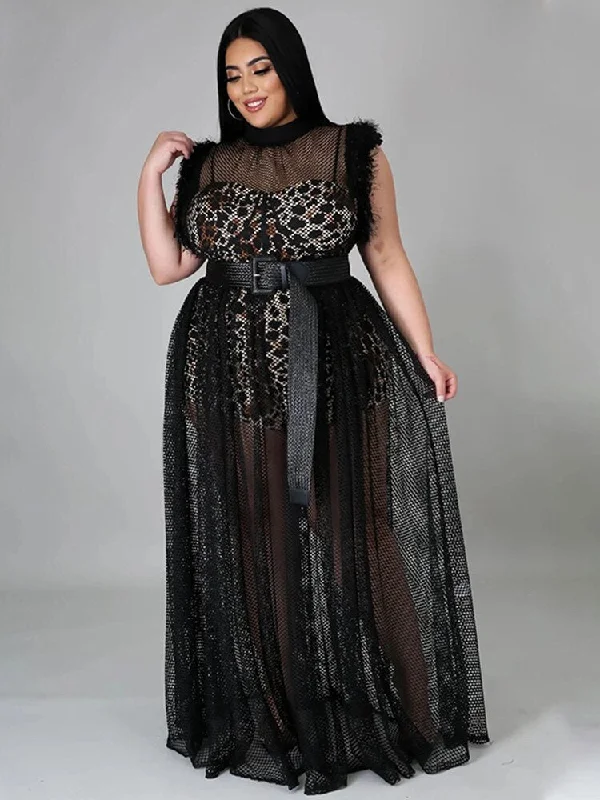 Smart Outfits Mesh Sleeveless Maxi Dresses & Bodysuit Sets