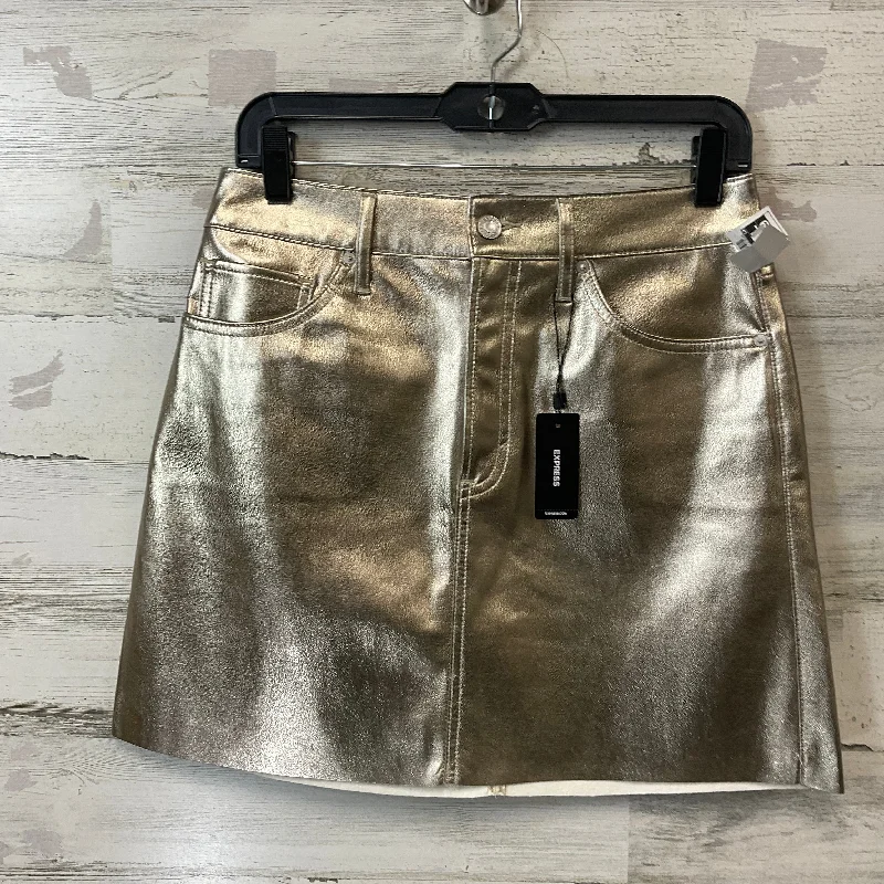 Personalized Text Skirt Mini & Short By Express In Gold, Size: 6