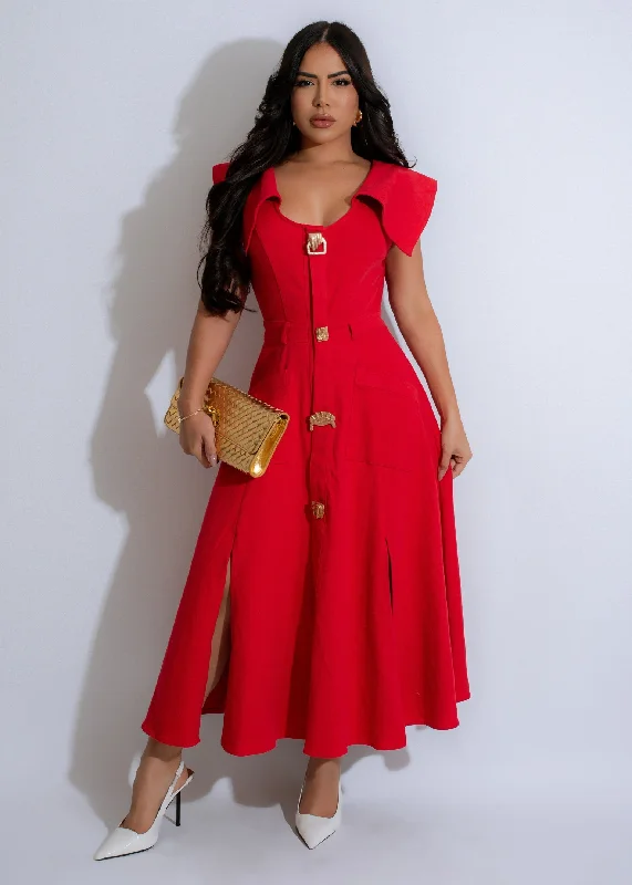 Minimal Outfits The Firewalk Midi Dress Red