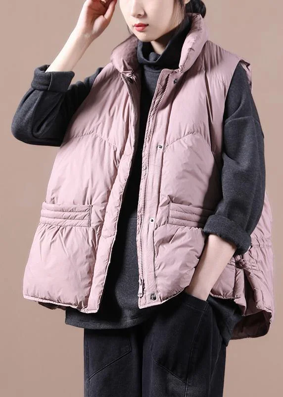Cool Comforts Warm pink down coat winter Loose fitting womens parka stand collar zippered Jackets