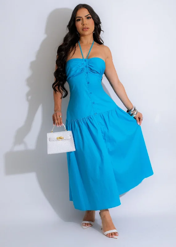 Chic Style Looking Again Midi Dress Blue
