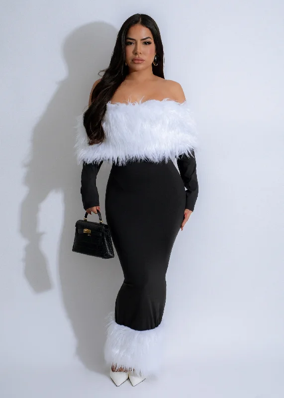 Soft Fabrics Arctic Glam Midi Dress Black