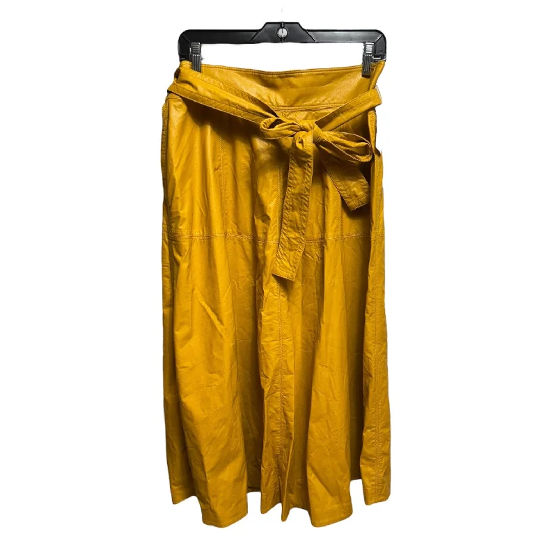 Trendy Styles Belted Faux Leather Skirt Maxi By Ann Taylor In Yellow, Size: 12
