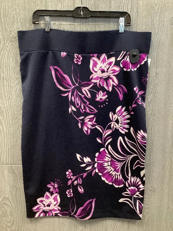 Soft Materials Skirt Midi By Alfani In Blue & Purple, Size: 18