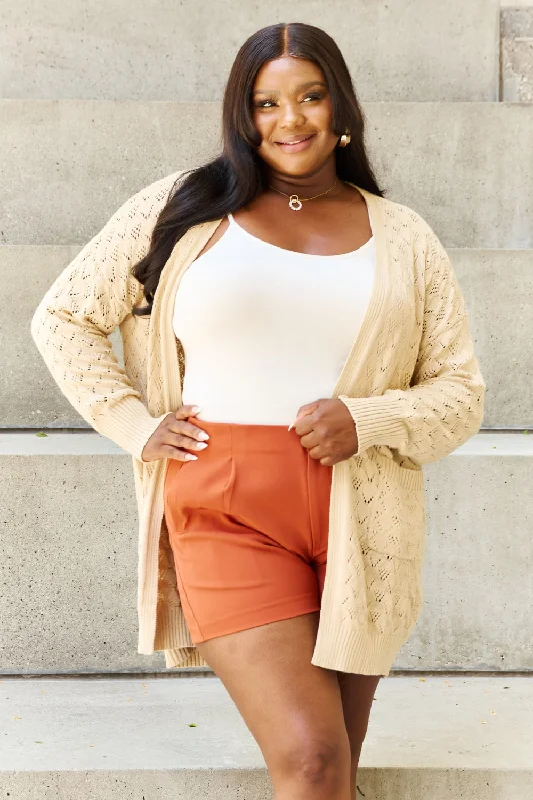 Chill Style HEYSON Breezy Days Full Size Open Front Sweater Cardigan
