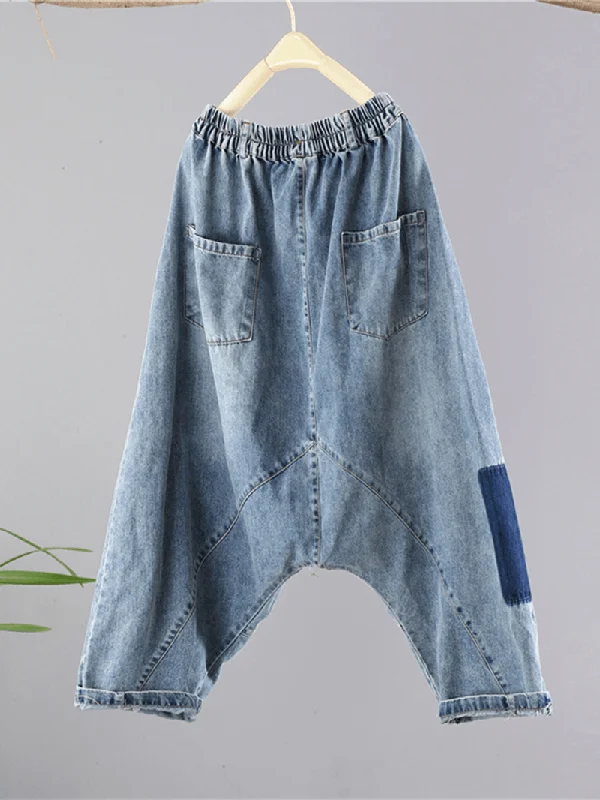 Cool Style Patchwork Embroidery Vintage Jeans