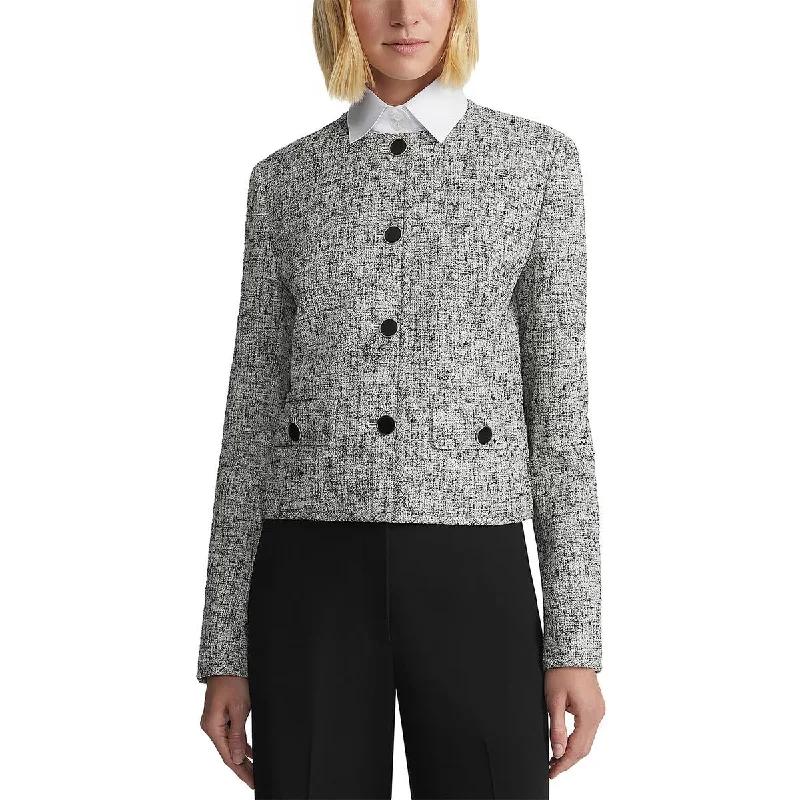 Unique Styles Lafayette 148 New York Womens Textured Office Collarless Blazer