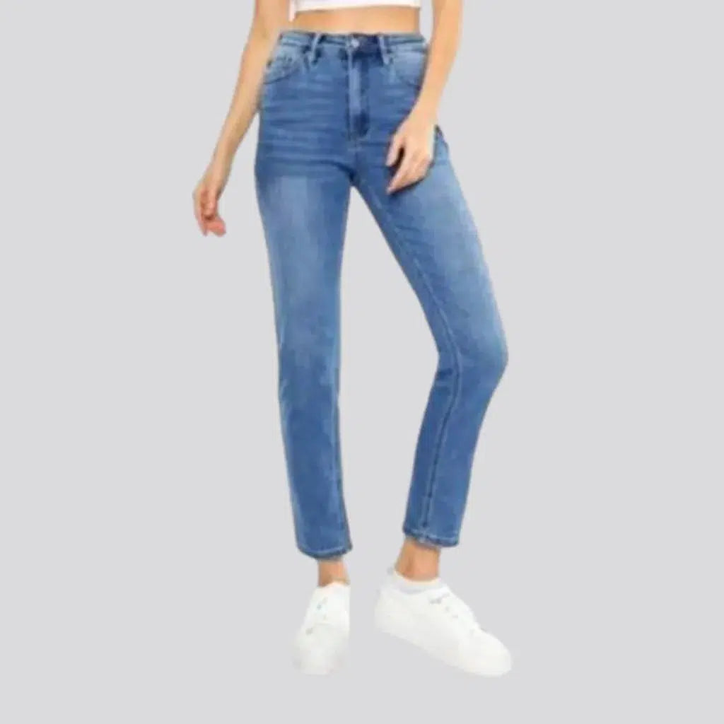 Personalized Heterogeneous Splicing Whiskered slim jeans
 for women