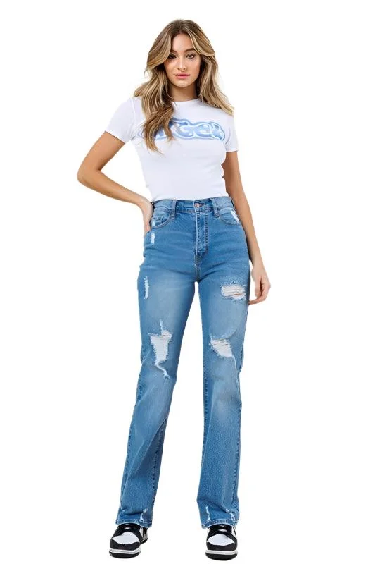 Personalized Text High Waisted Wide Leg Medium Stone