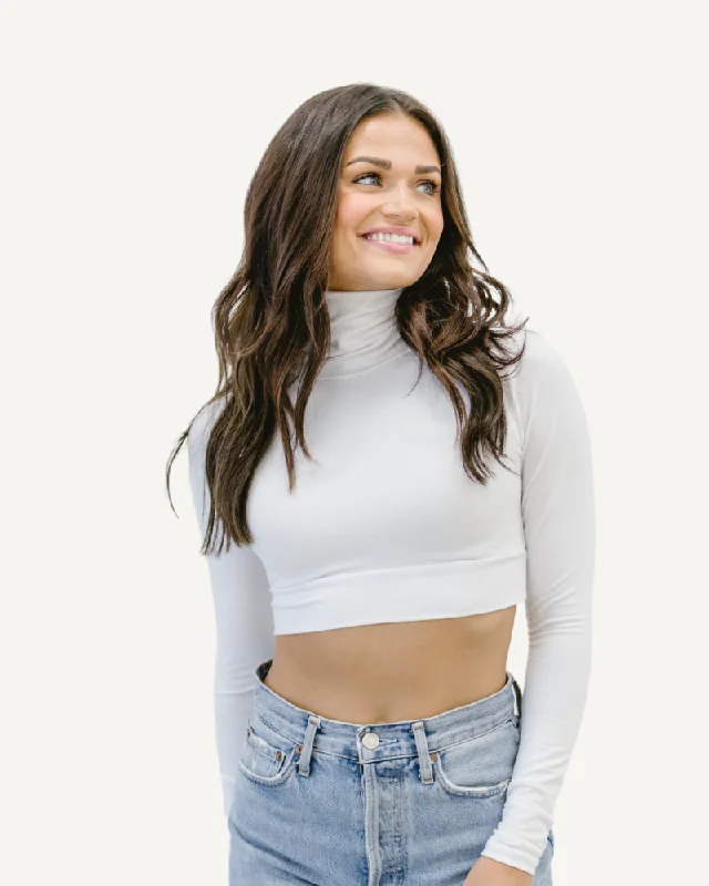 Minimalist Style Turtleneck Long Sleeve Halftee