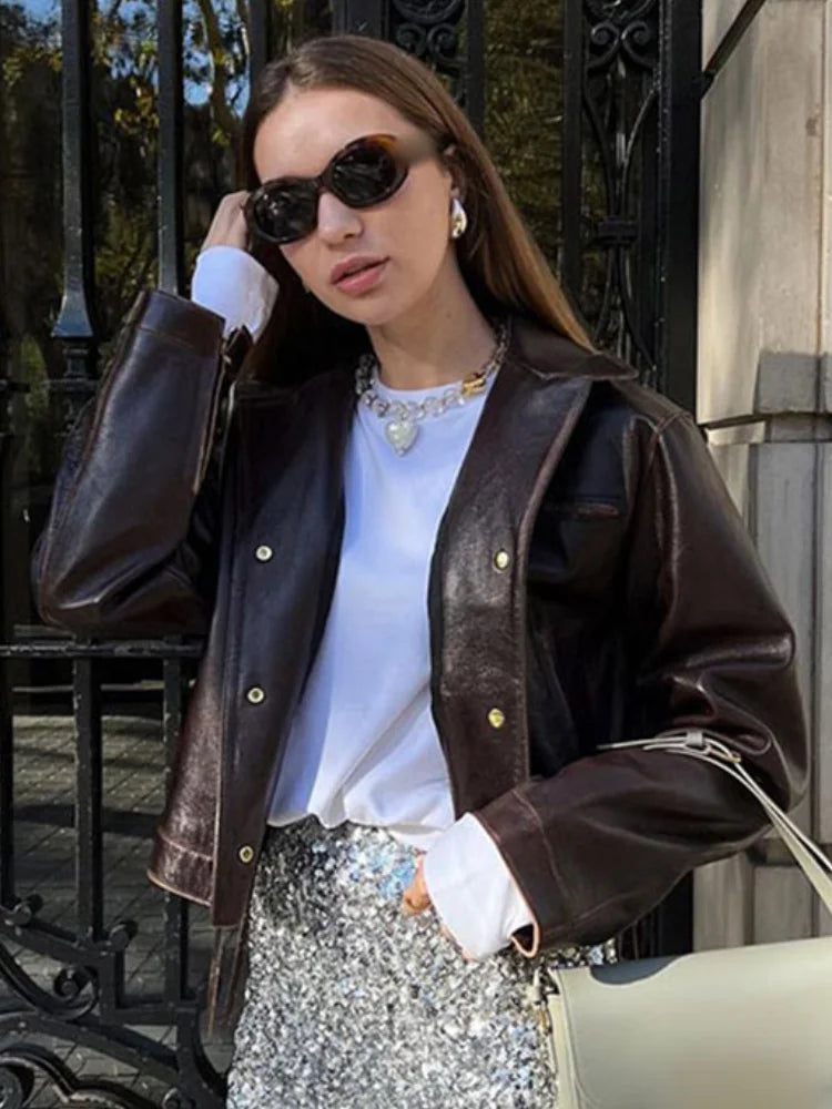 Functional Outfits Vintage Cropped Distressed Chic Lapel Single Breasted Lace Autumn Lady Jacket Functional Outfits Vintage Cropped Distressed Chic Lapel Single Breasted Lace Autumn Lady Jacket