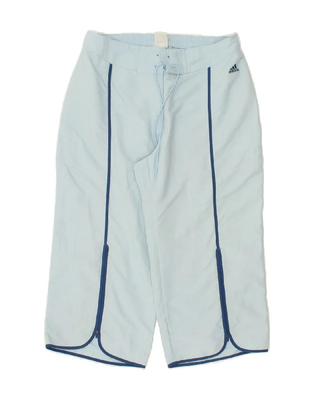 Affordable Fashion ADIDAS Womens Capri Tracksuit Trousers UK 12 Medium Blue Polyamide