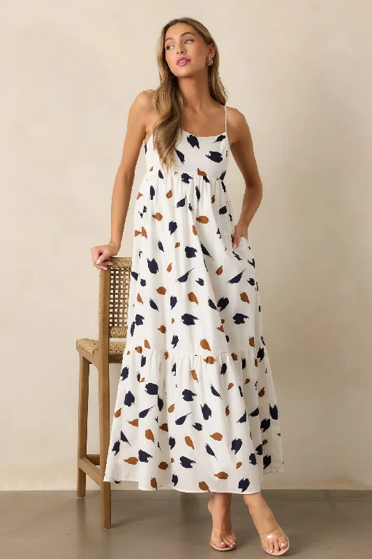 Personalized Contrast Design Call The Shots 100% Cotton Ivory Maxi Dress
