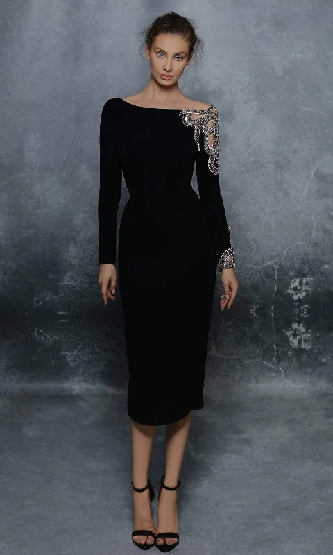 Personalized Heterogeneous Splicing Tarik Ediz - 96133 Embellished Long Sleeve Modest Prom Dress Personalized Heterogeneous Splicing Tarik Ediz - 96133 Embellished Long Sleeve Modest Prom Dress