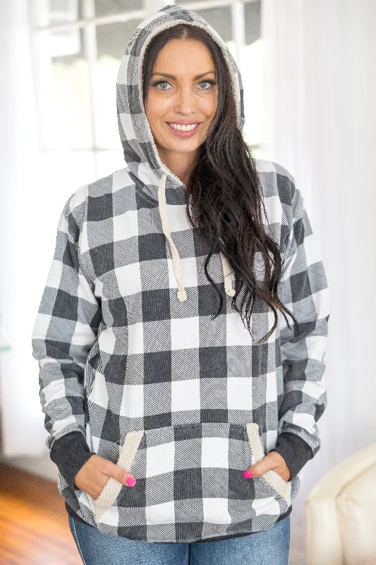 Casual Fashion Checkered Sherpa Hoodie
