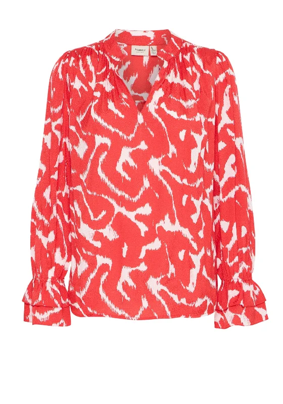 Fashion Layers Fransa Dotte Printed Woven Blouse, Red