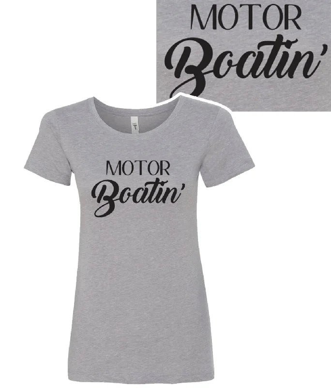 Relaxed Fashion Motor Boatin - Gray Next Level Women's Crew Neck Short Sleeve Shirt
