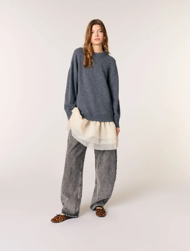 Cozy Vibes Wool and organza dual-fabric dress