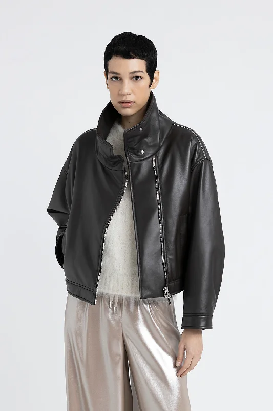 Functional Outfits Genuine leather double-breasted jacket