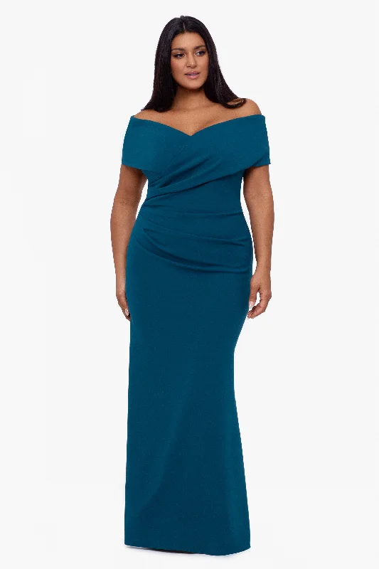 Trendy Vibes Plus "Tanya" Long Off the Shoulder Gown