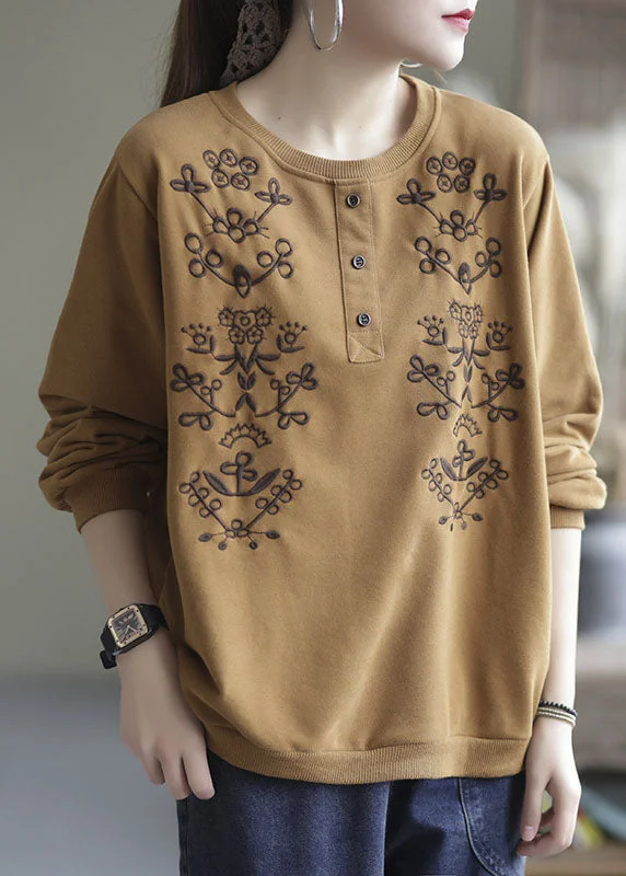 Easy Wardrobe diy Yellow Embroideried Floral Cotton Tops Spring